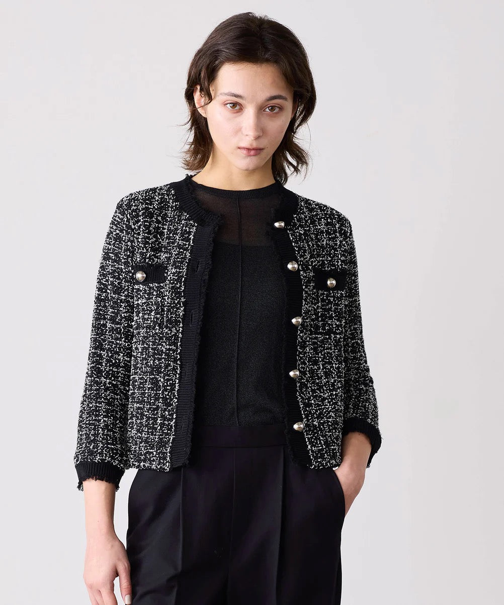 tweed knit fringe jacket