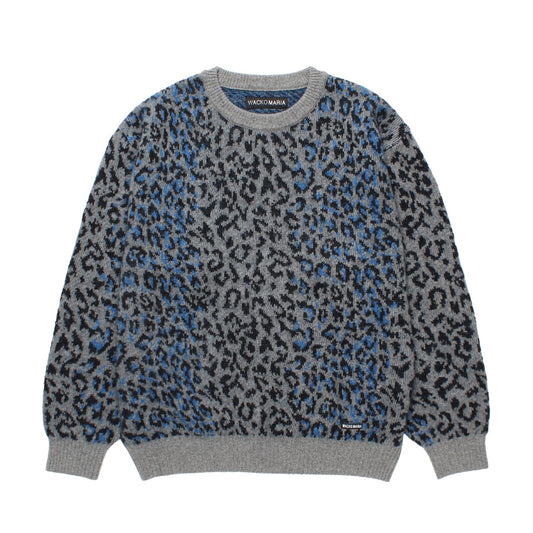 LEOPARD MOHAIR CREW NECK SWEATER