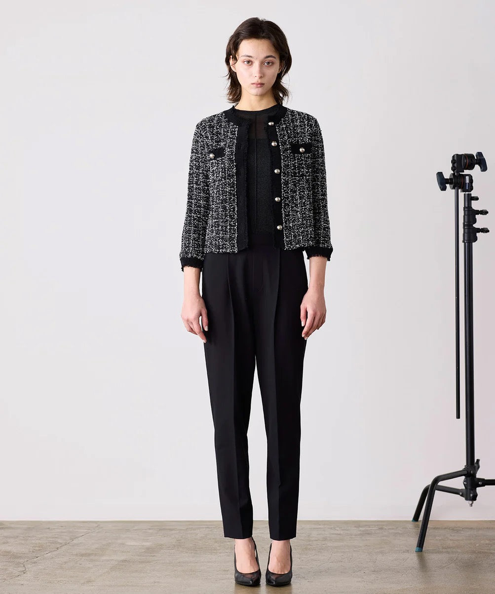 tweed knit fringe jacket