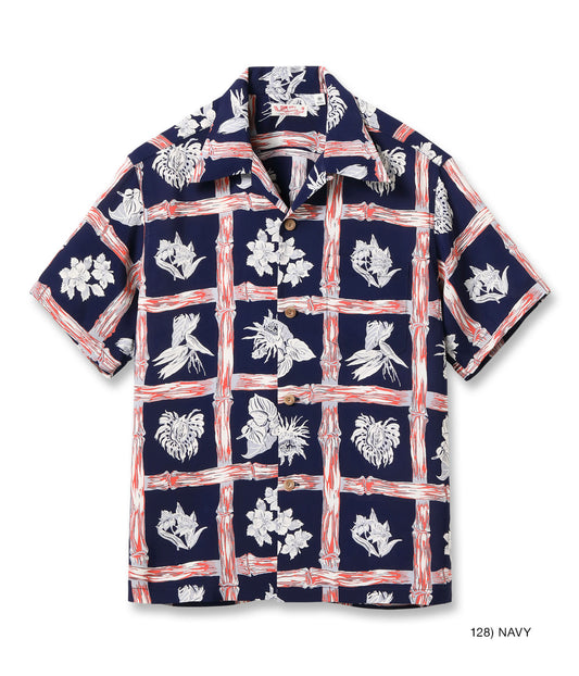 RAYON HAWAIIAN SHIRT “ISLAND PLANTS” SS39419