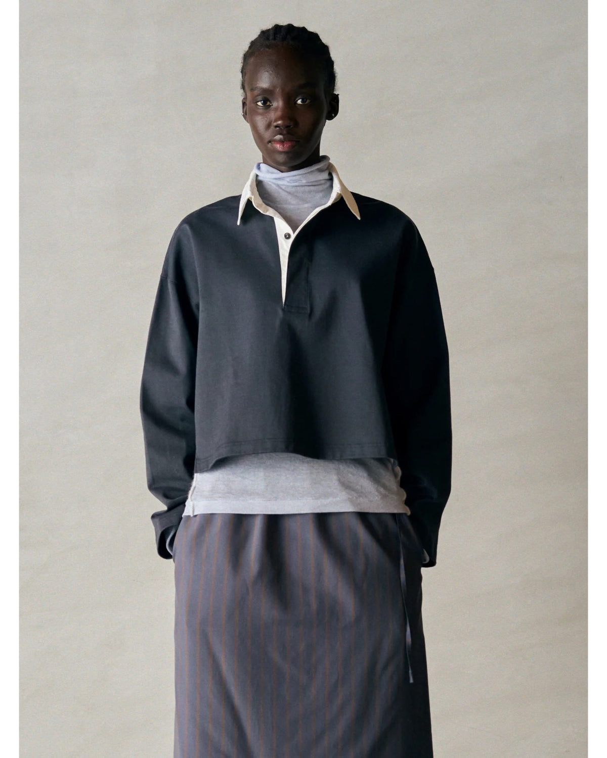 cashmere&supima cotton gauze jersey turtle-neck Tee