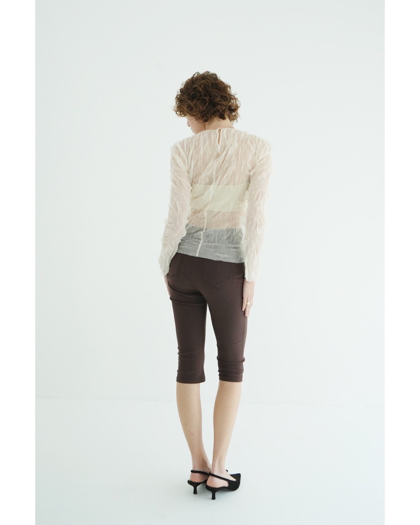 CRINKLED PLEAT SHEER TULLE TOPS