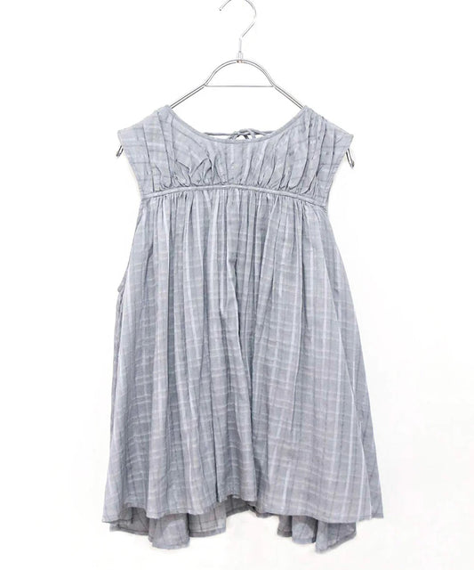 sheer check 2way gathered blouse