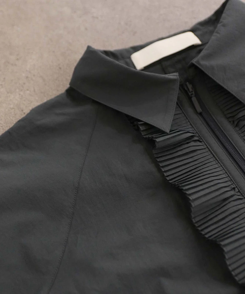 sheer pleats half sleeve blouson