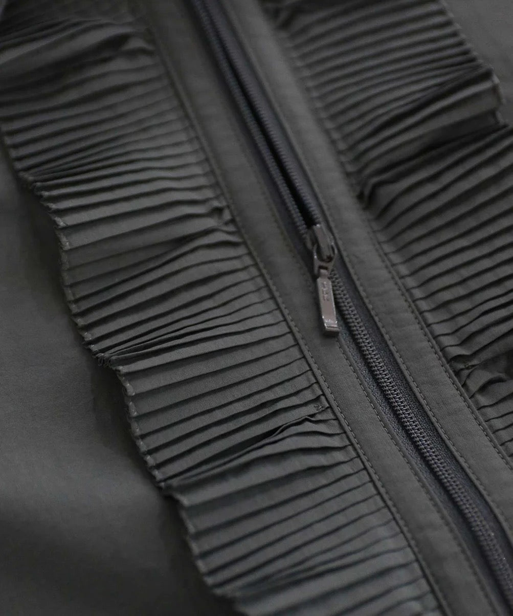 sheer pleats half sleeve blouson