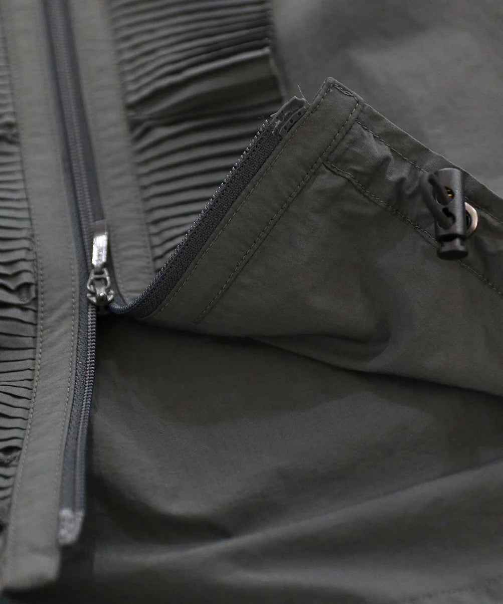 sheer pleats half sleeve blouson