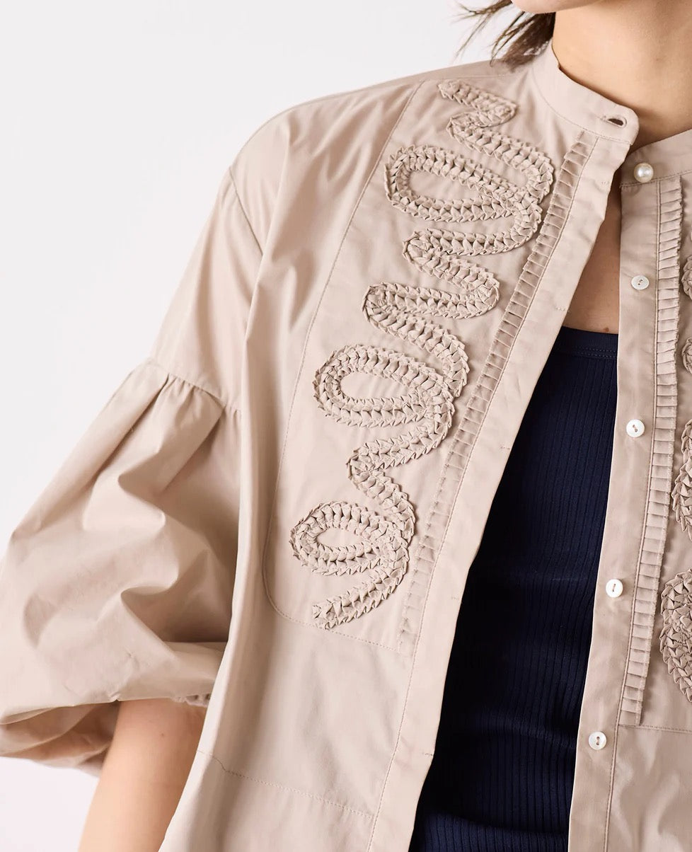 diamond tuck embroidery blouse