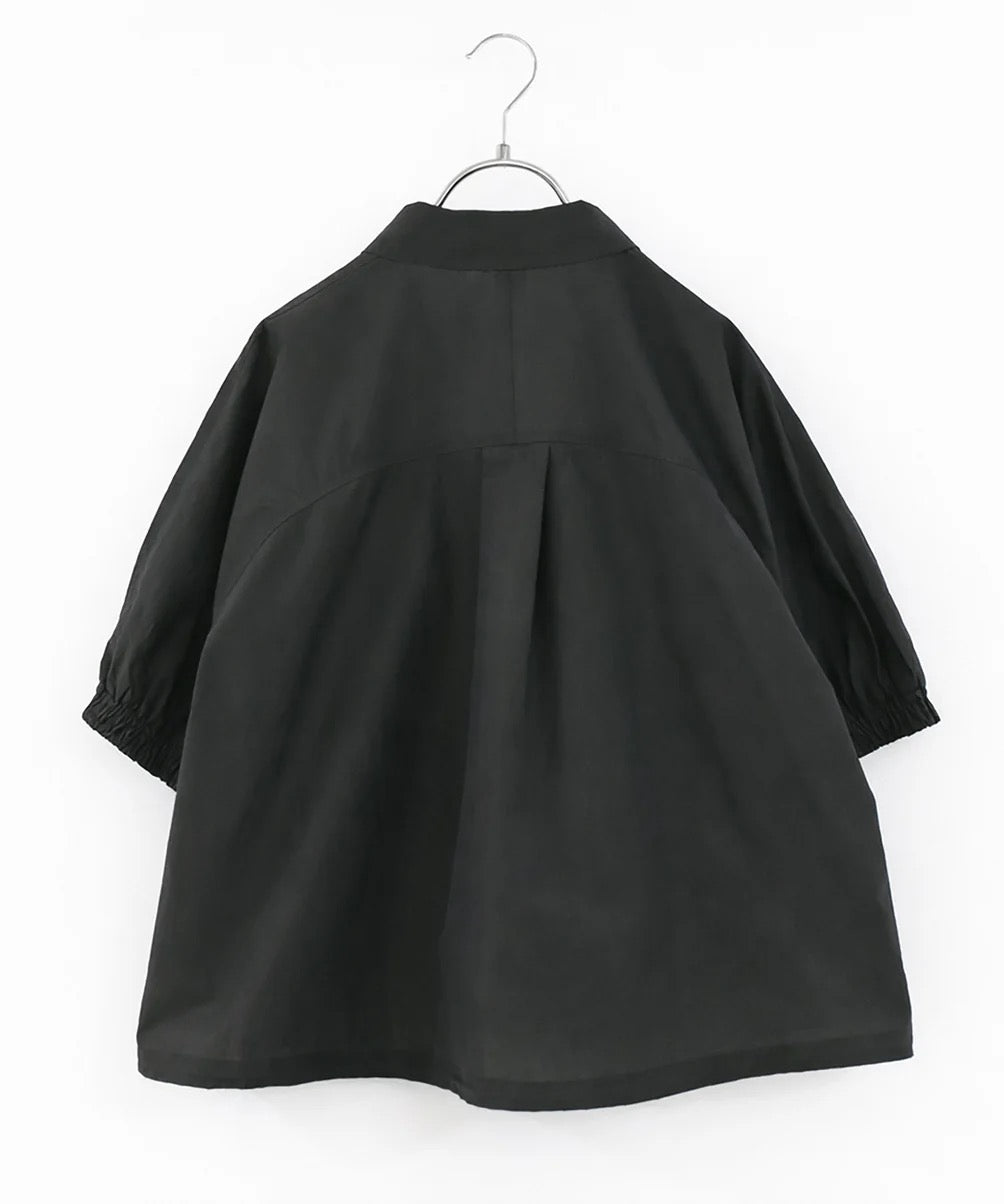 sheer pleats half sleeve blouson