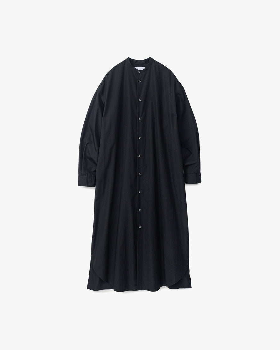 High Count Broad Oversized Band Collar Shirt Dress