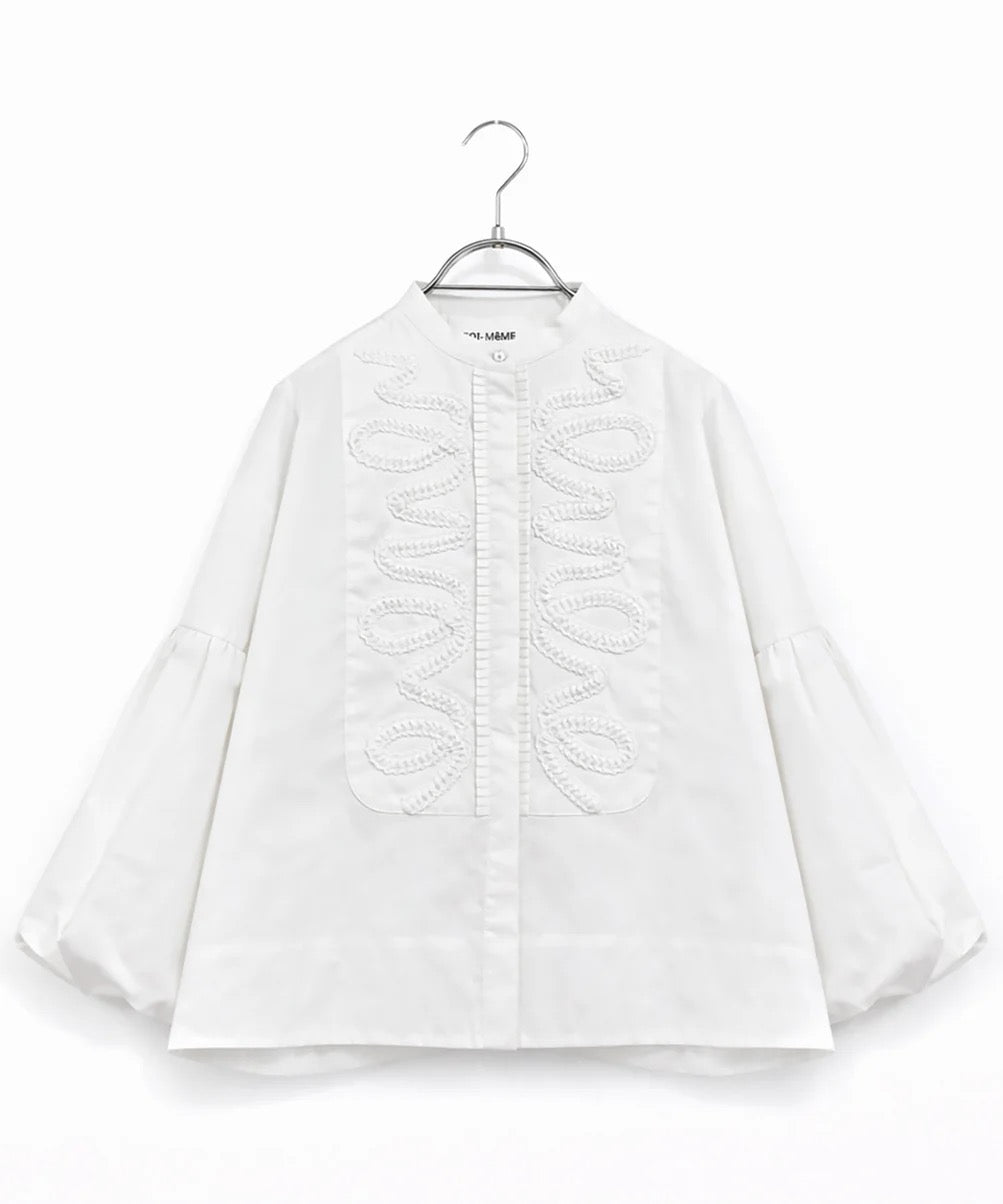 diamond tuck embroidery blouse