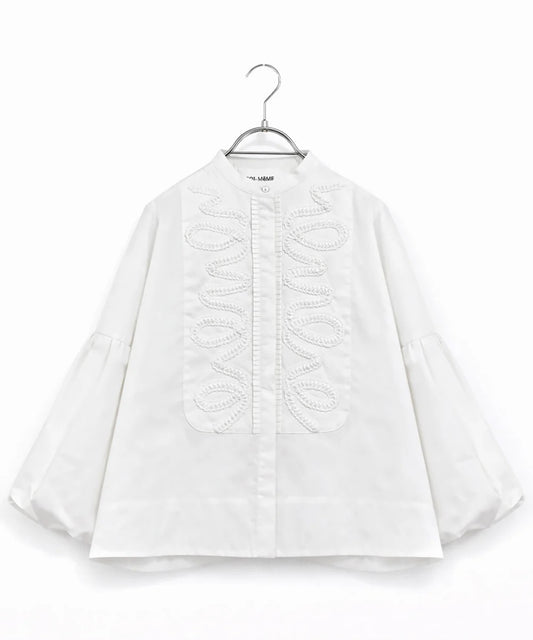 diamond tuck embroidery blouse