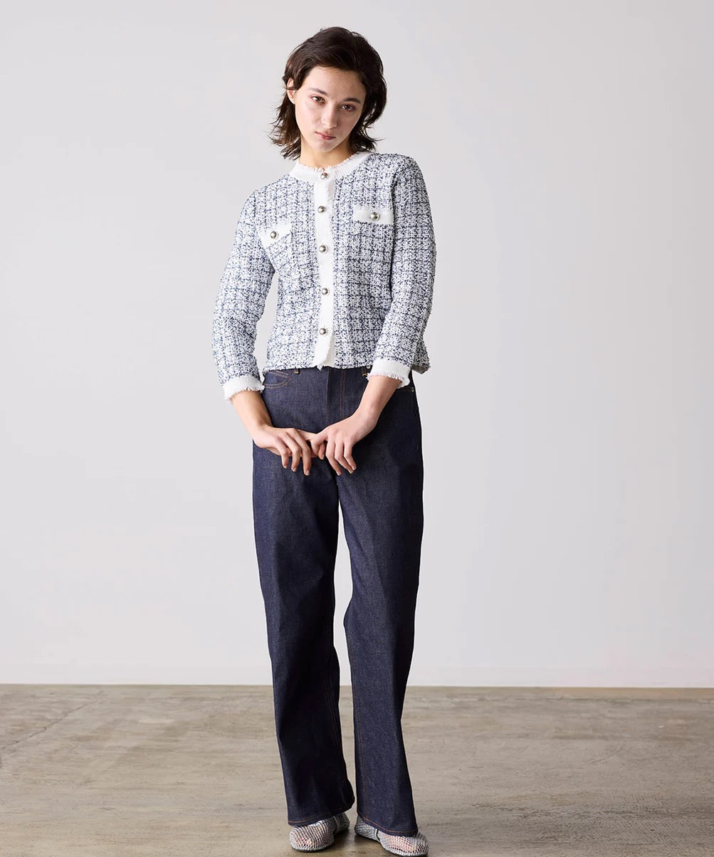 tweed knit fringe jacket