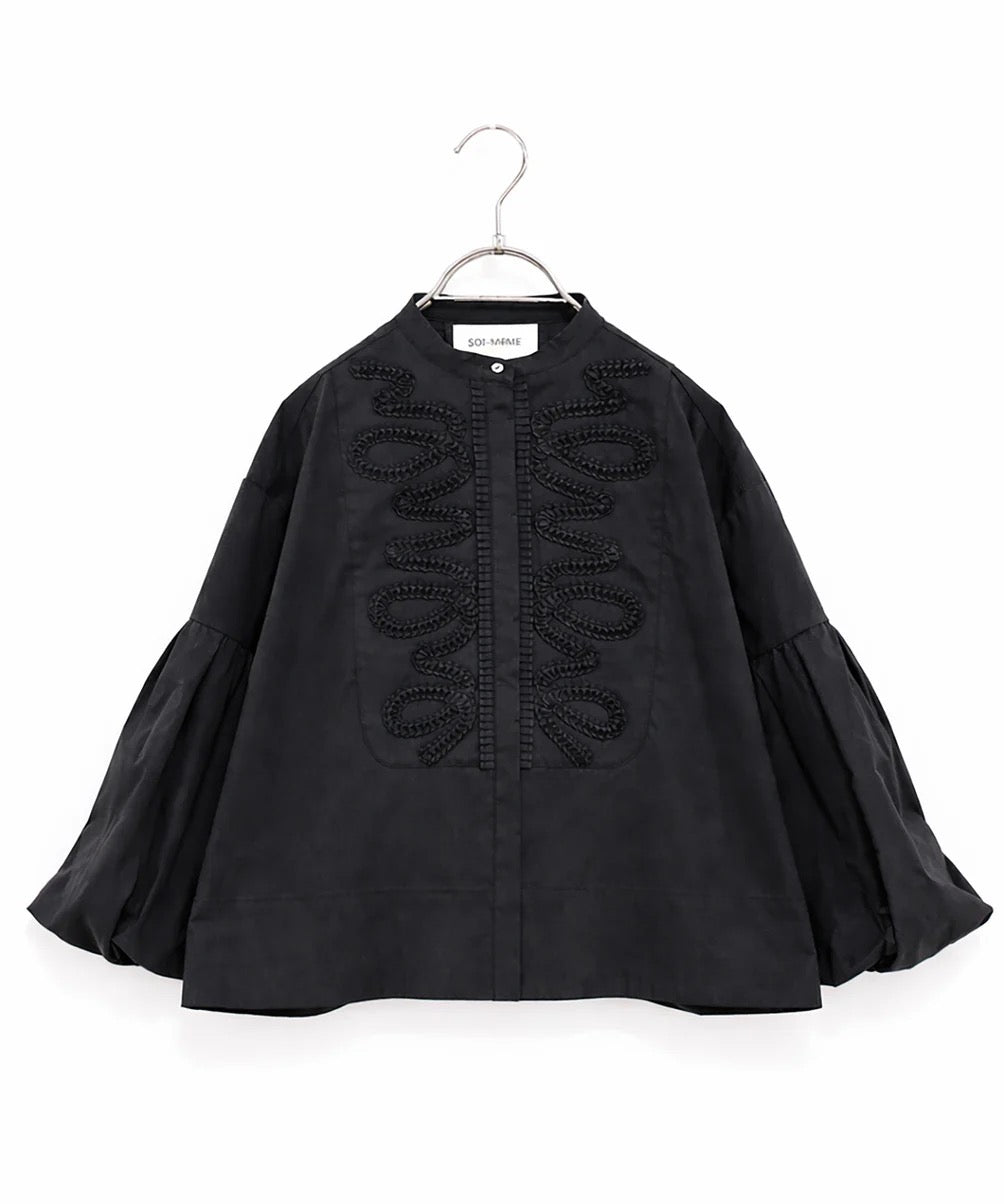 diamond tuck embroidery blouse