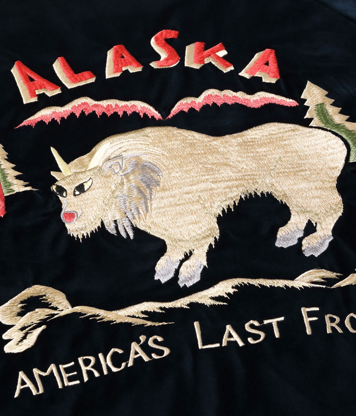 Late 1950s Style Velveteen Souvenir Jacket “MOUNTAIN GOAT” × “ALASKAN FLAG” TT15544-128