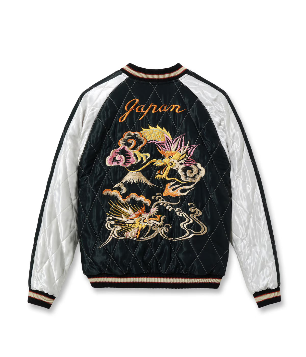 Mid 1950s Style Acetate Quilted Souvenir Jacket “WHITE TIGER” × “DUELLING DRAGONS” TT15973-219