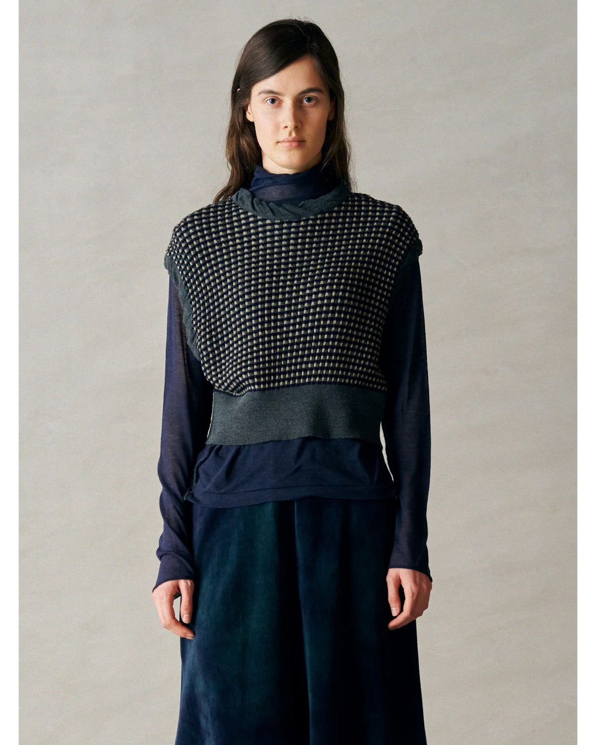 cashmere&supima cotton gauze jersey turtle-neck Tee