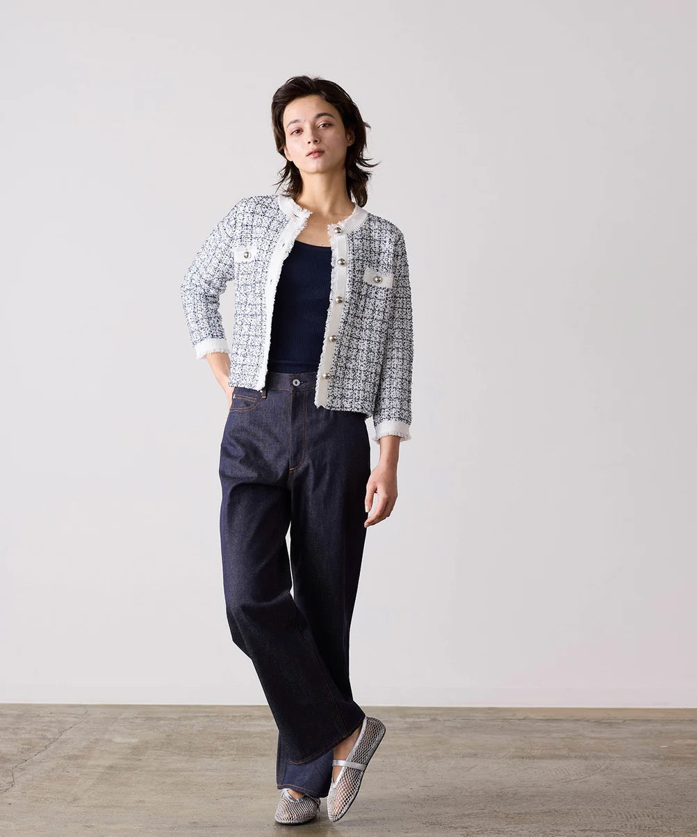 tweed knit fringe jacket