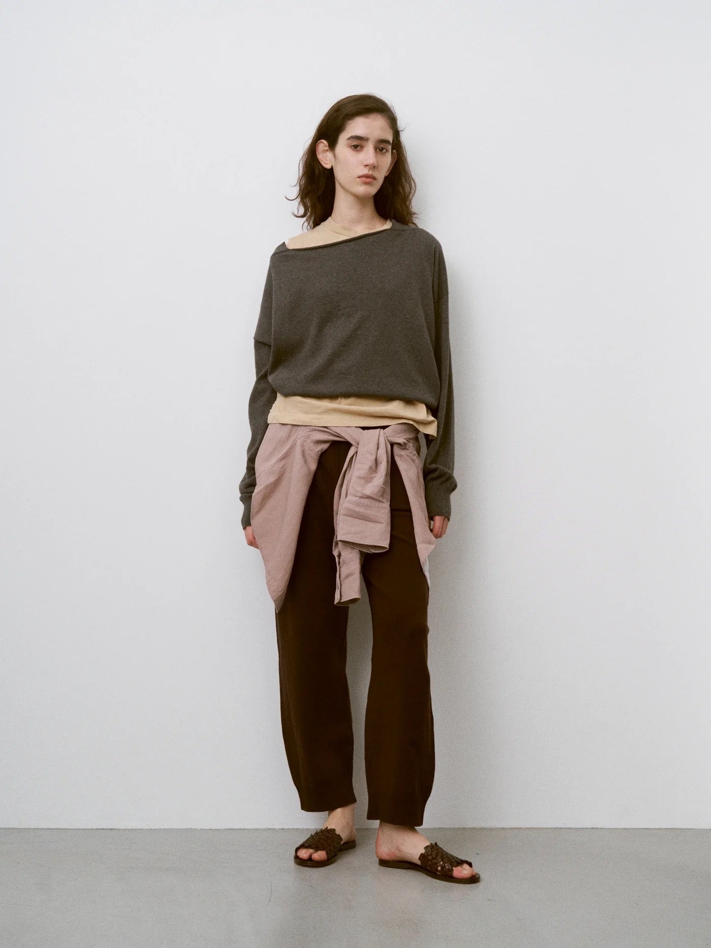soft yak & cotton draped-front knit P/O