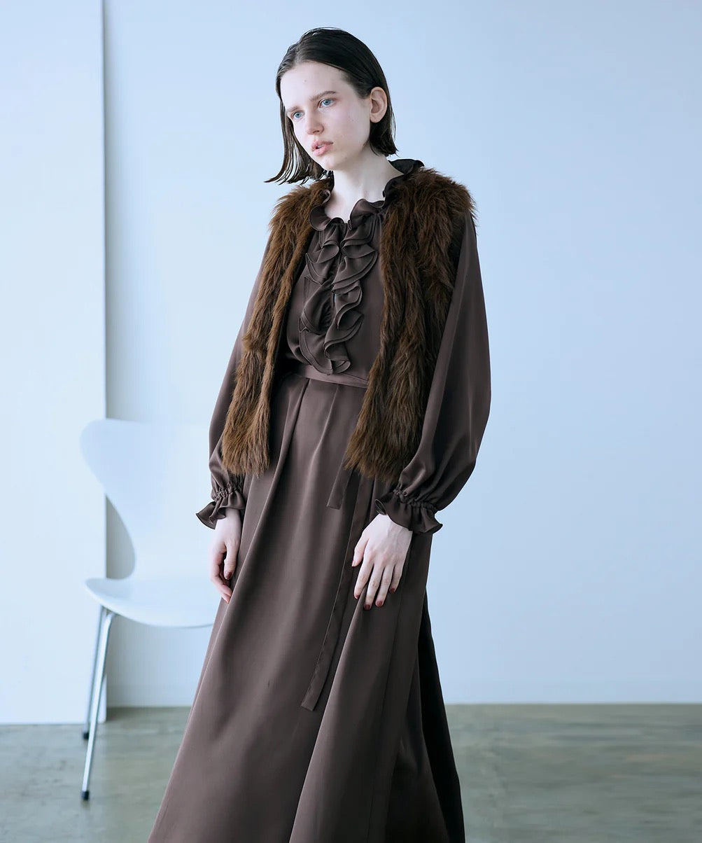 2way shaggy knit vest