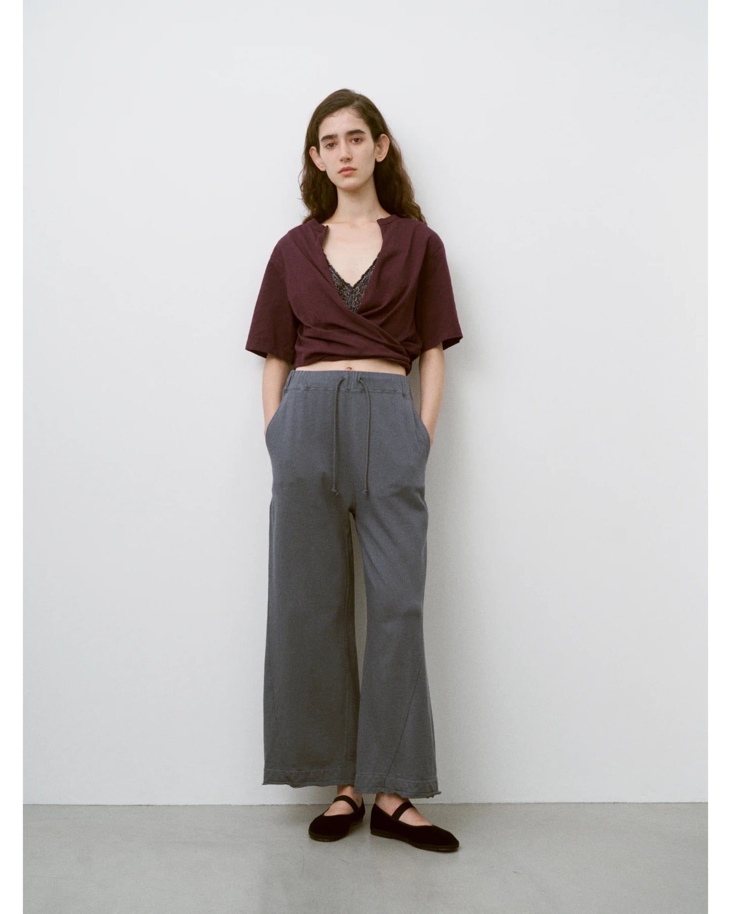 cotton open-end yam terry wide sweat pants