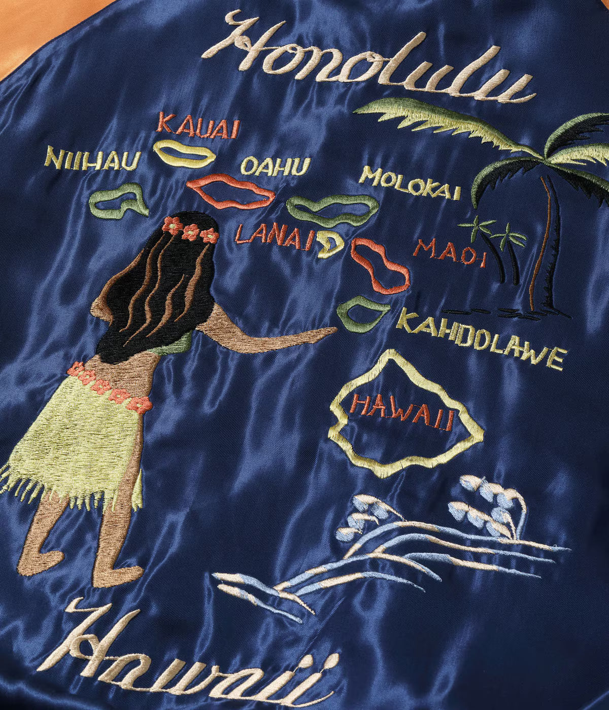 Late 1950s Style Acetate Souvenir Jacket “HAWAII MAP” × “DRAGON & TIGER” TT15877-128