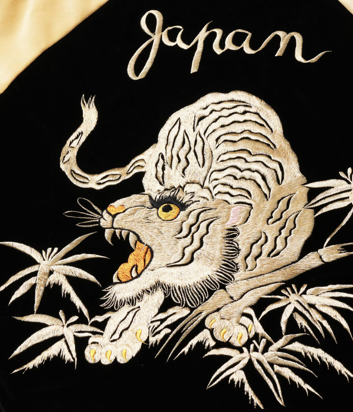 Mid 1950s Style Velveteen (Two-tone) × Acetate Souvenir Jacket “WHITE TIGER” × “GOLD DRAGON” TT15975-119