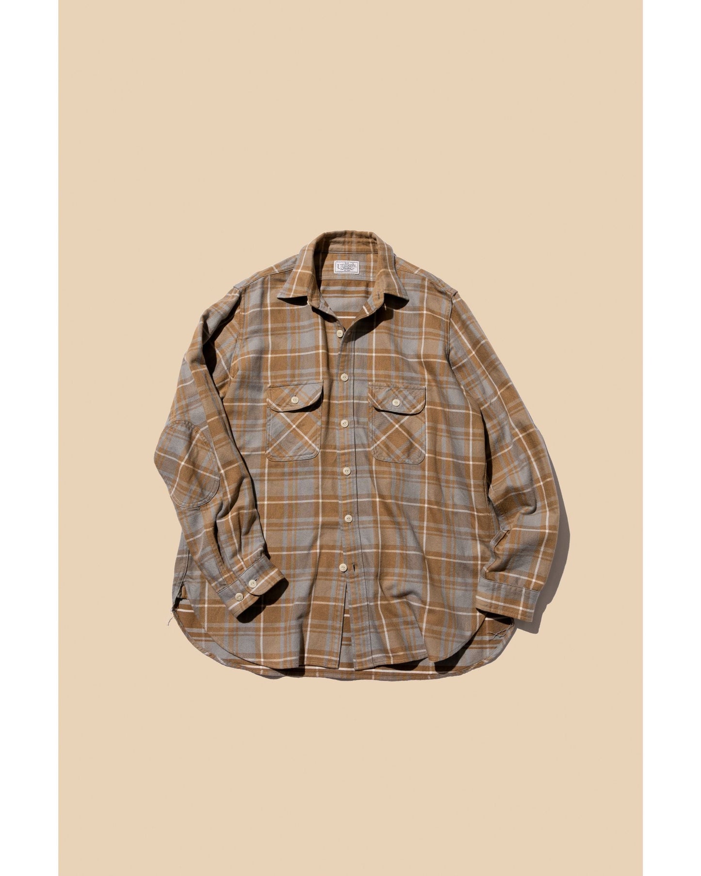 Unlikely Elbow Patch Flannel Work Shirts  BEIGE