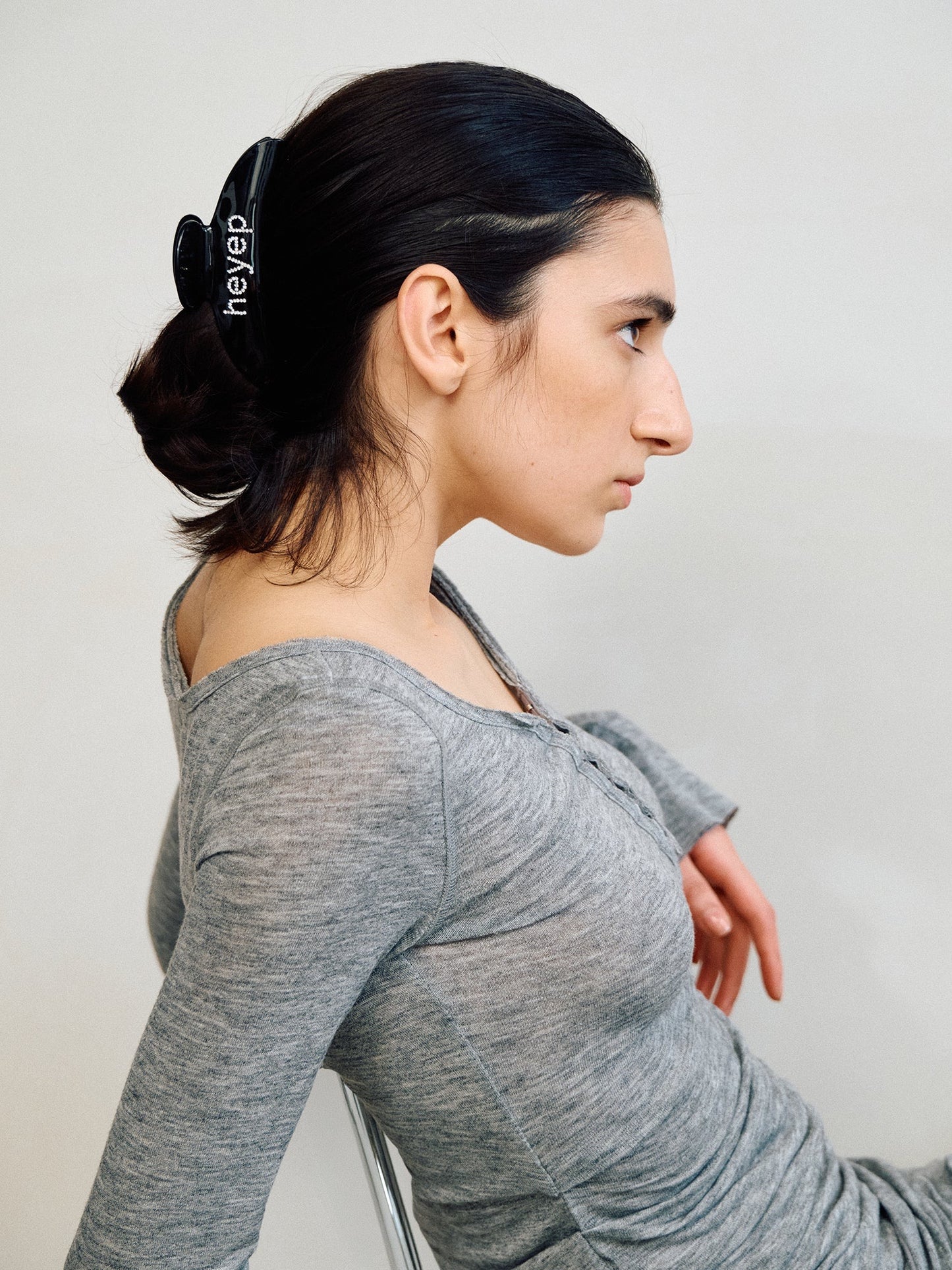 Fine Rhinestone Logo Hair Clip