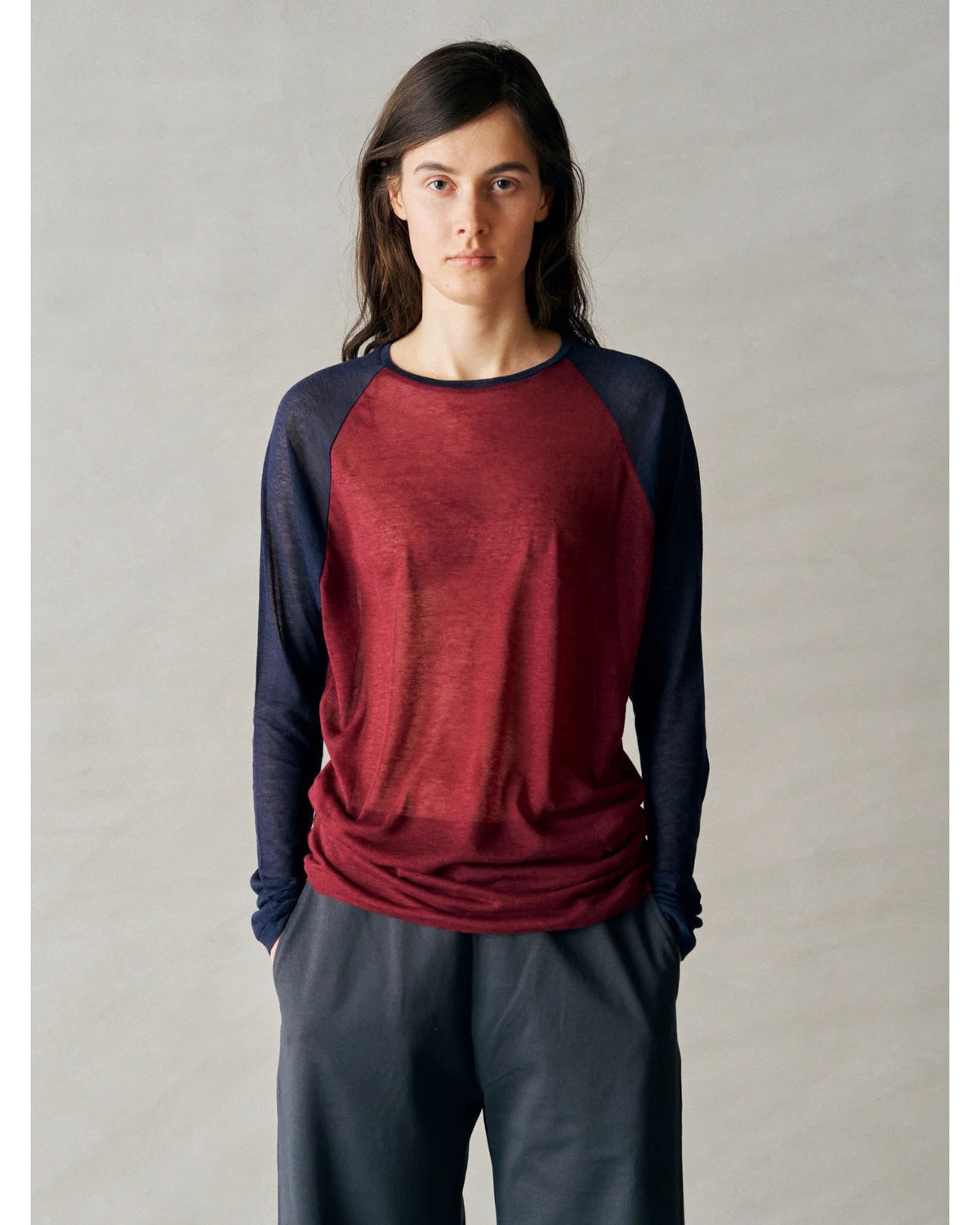 cashmere&supima cotton gauze jersey baseball Tee