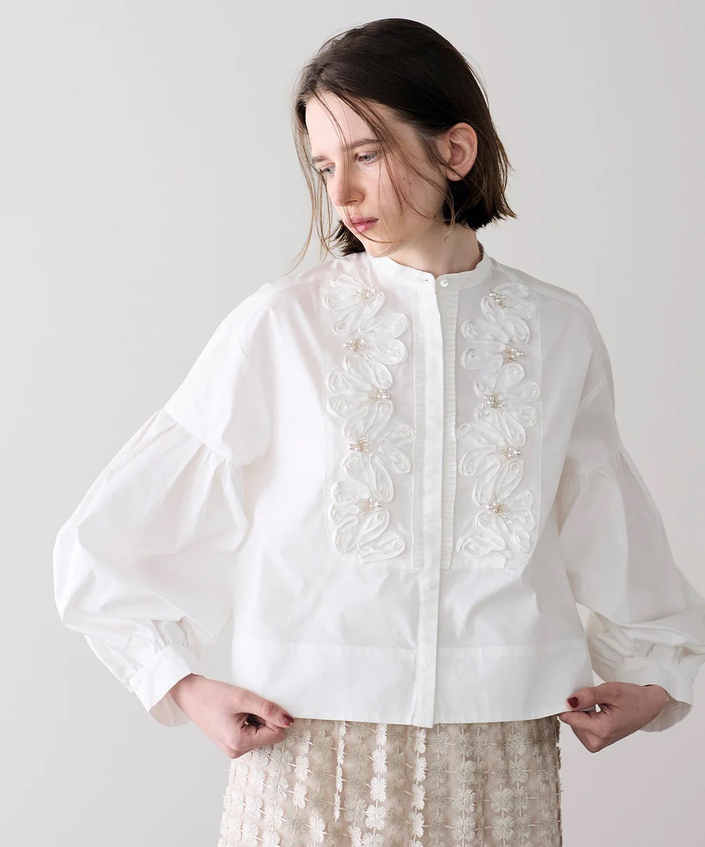code embroidery pearl blouse