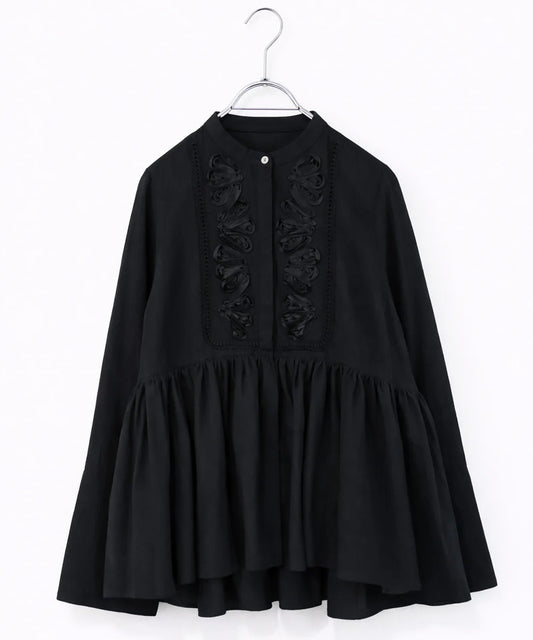 code embroidery diamond tuck blouse