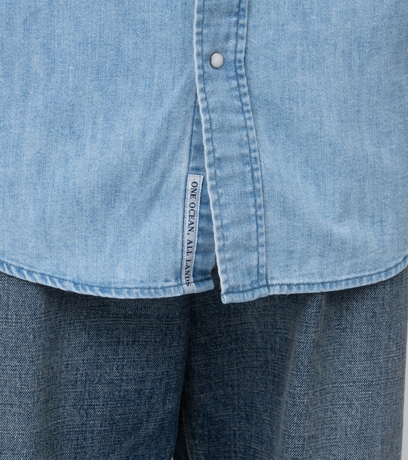 Regular Collar Light Denim Shirt
