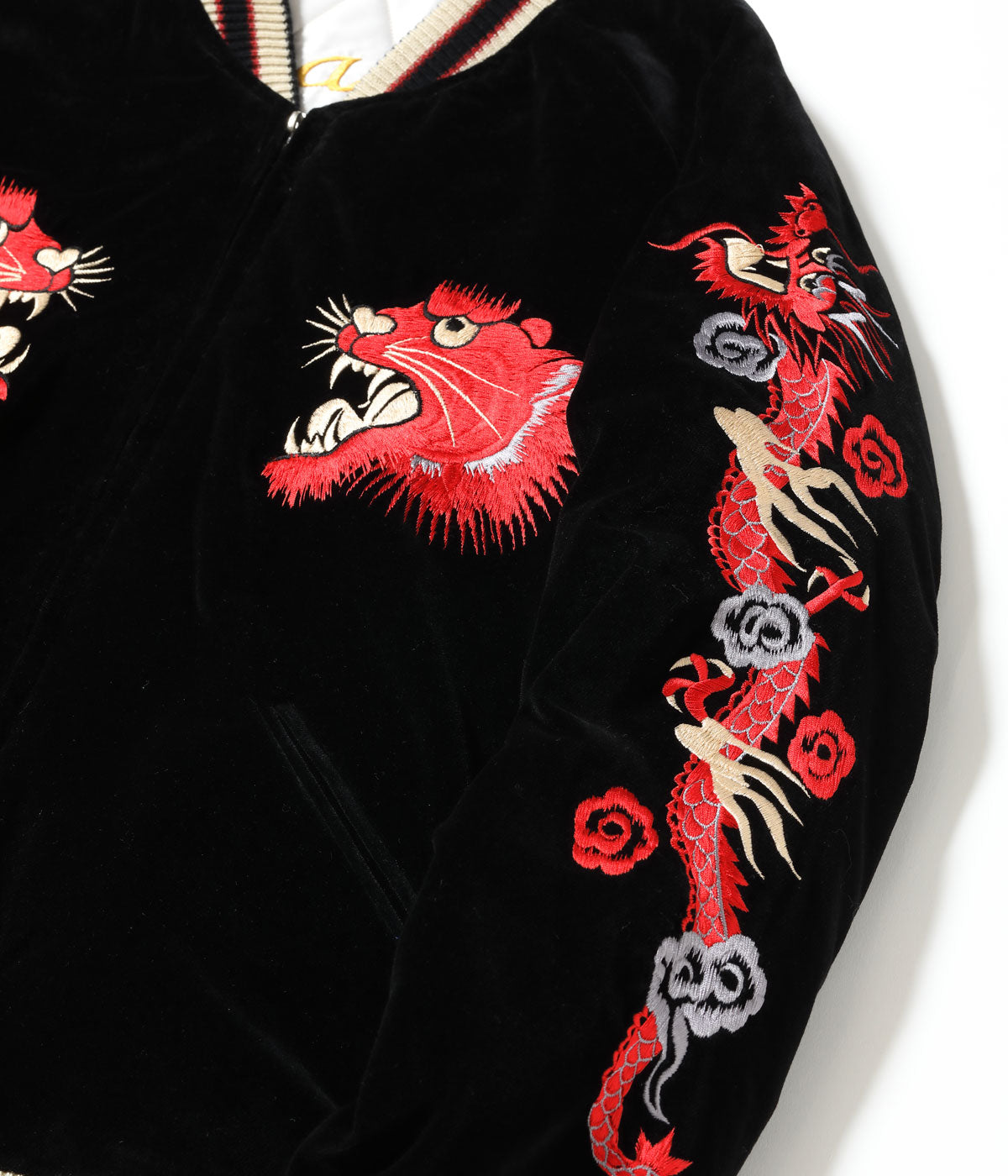 Mid 1950s Style Velveteen Souvenir Jacket “RED TIGER” × “LANDSCAPE”TT15974-119
