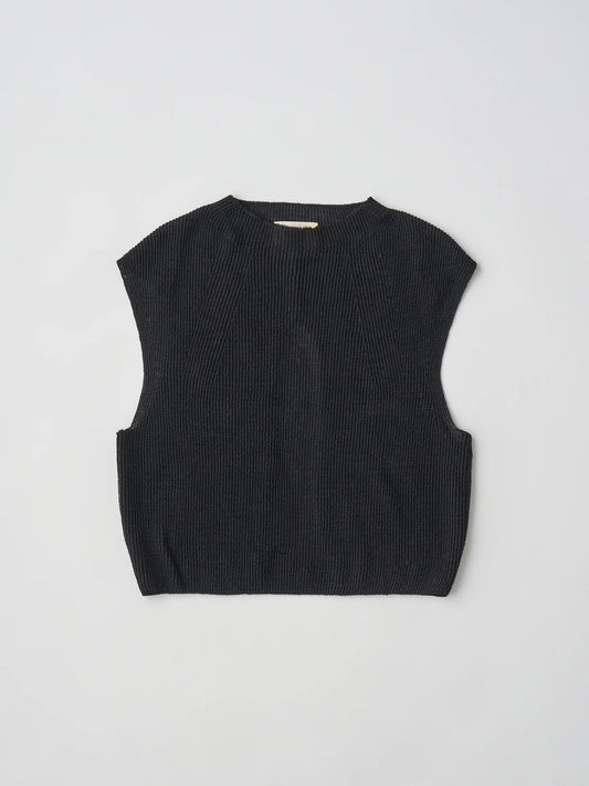 french linen ribbed-knit vest