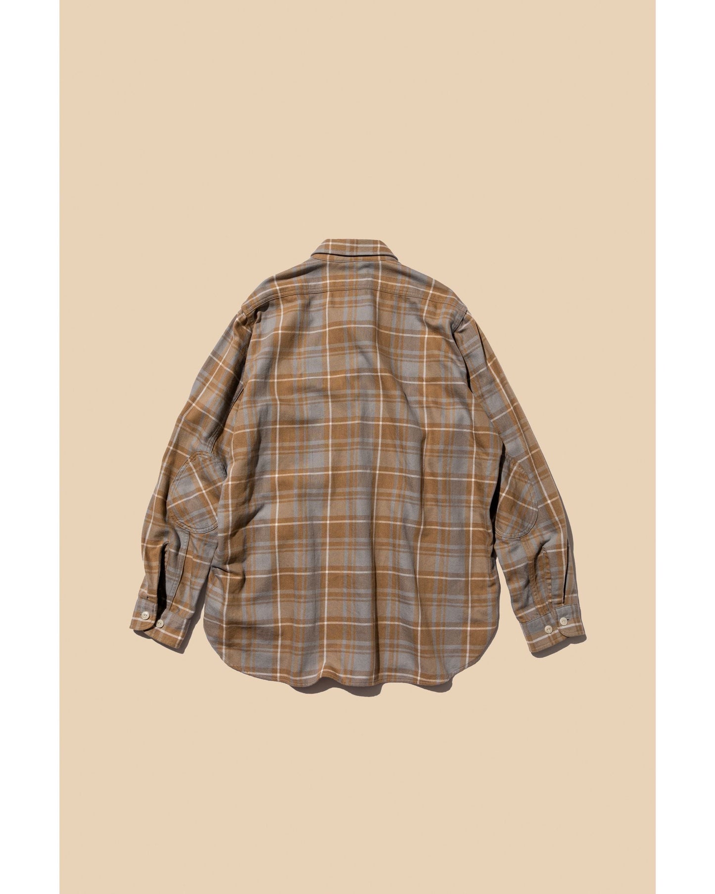 Unlikely Elbow Patch Flannel Work Shirts  BEIGE