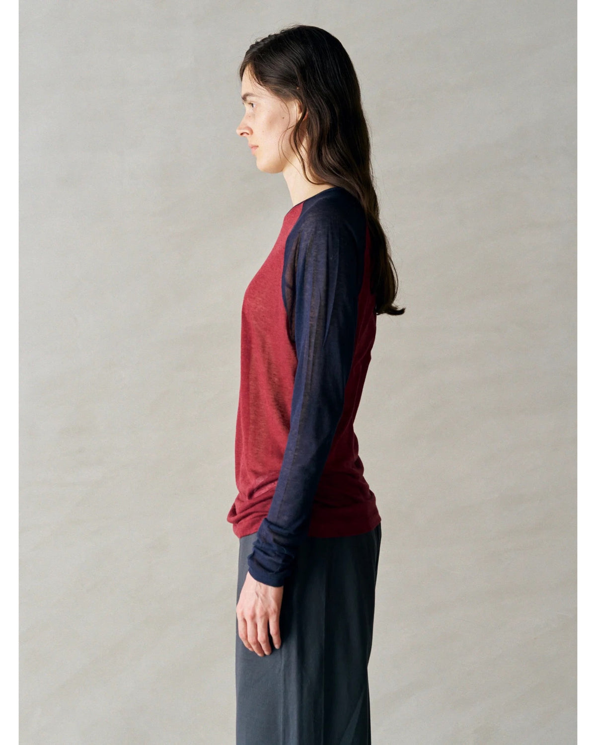 cashmere&supima cotton gauze jersey baseball Tee