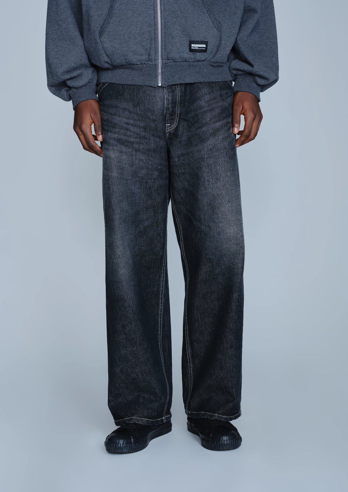 WASHED DENIM UTILITY PANTS