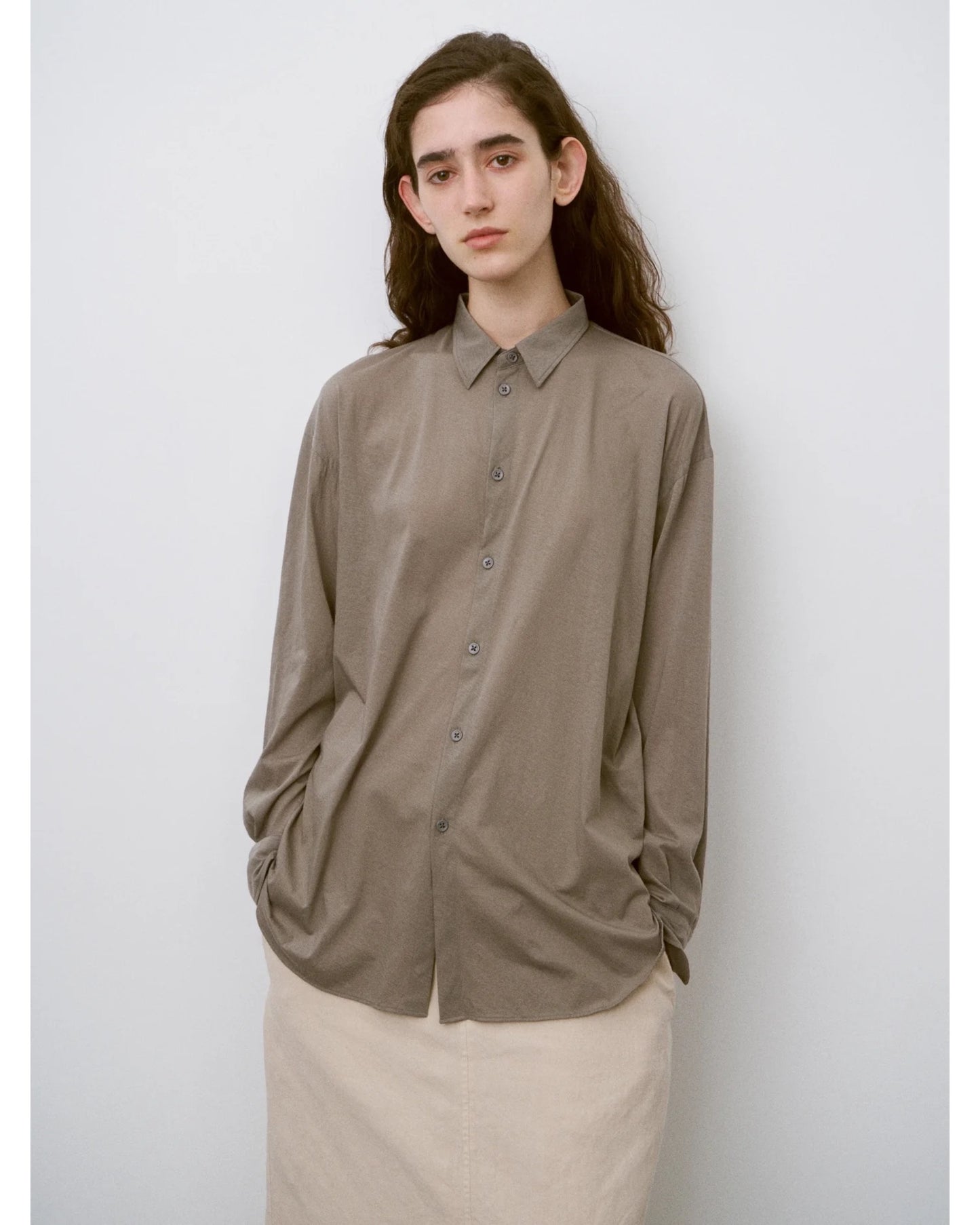 twisted cotton sheer jersey fluid shirt