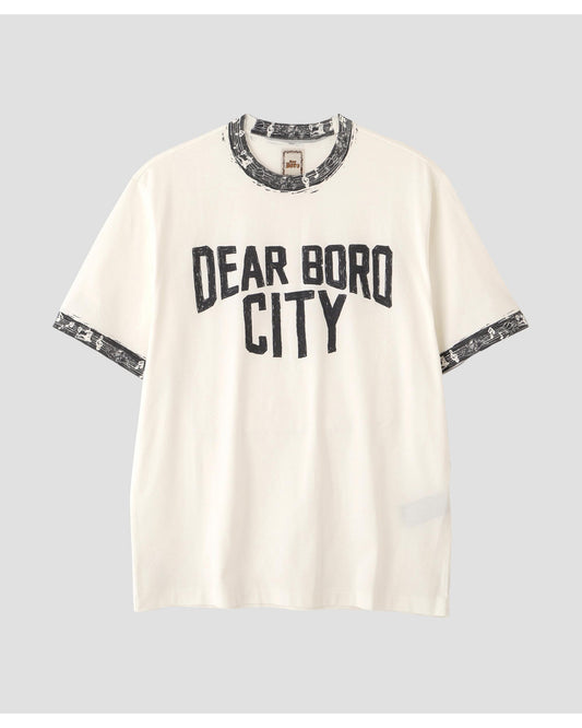 Dear Boro Indigo Ringer Tee  WHITE