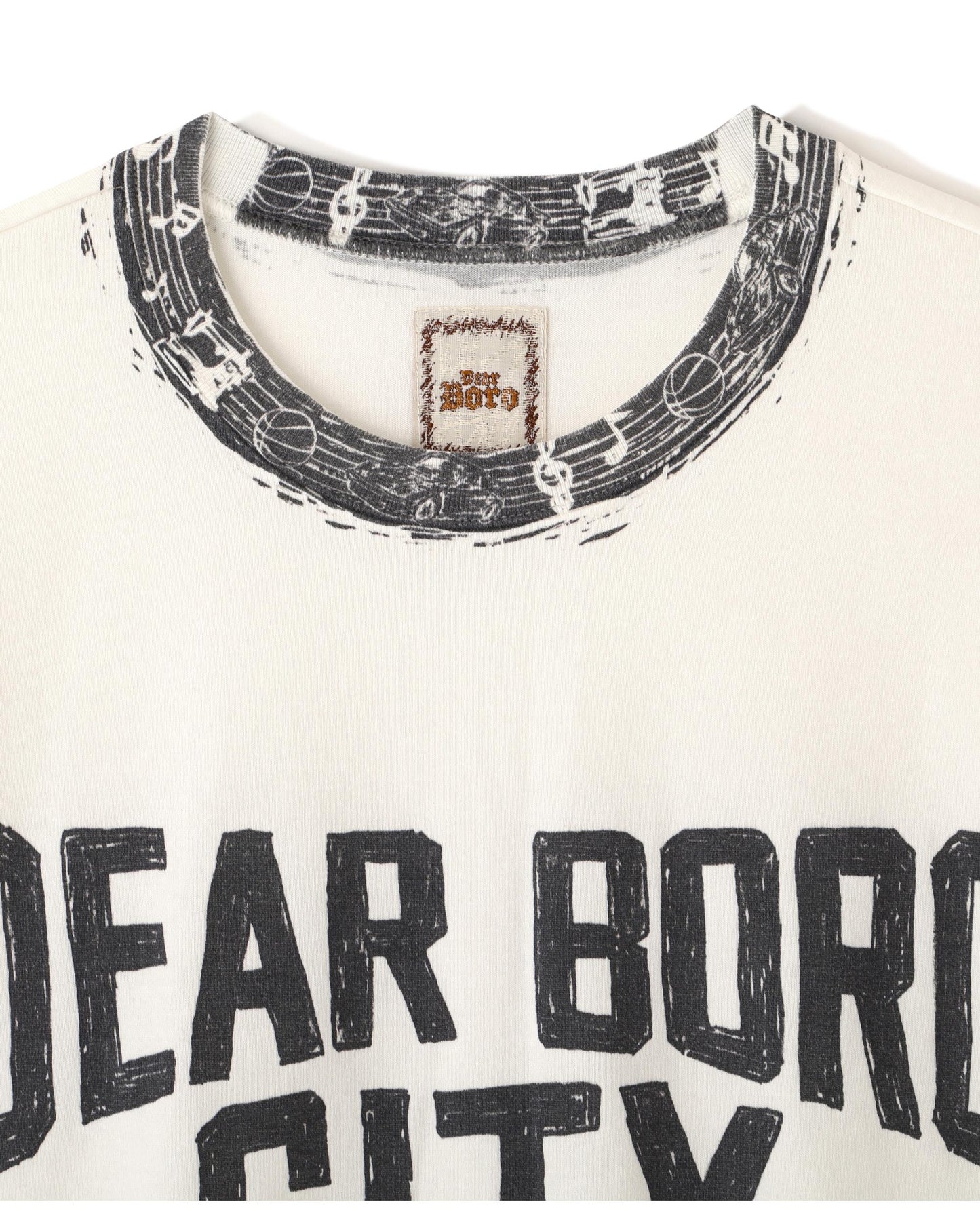 Dear Boro Indigo Ringer Tee  WHITE