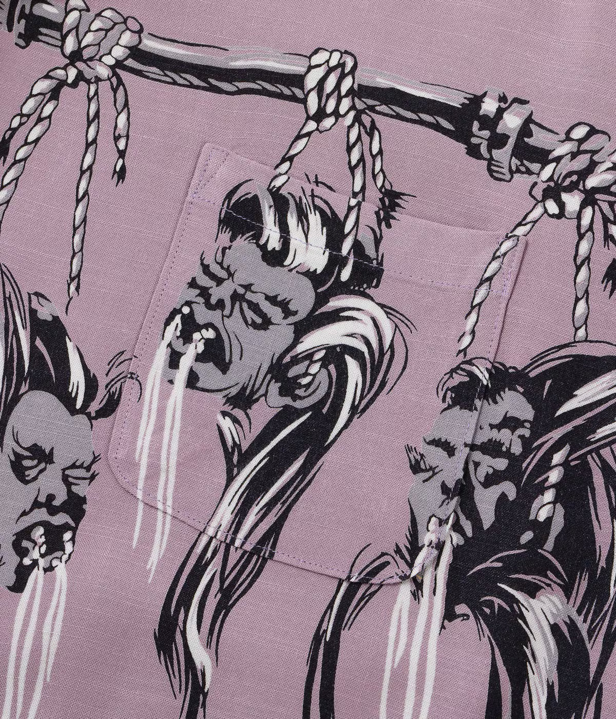 HOPSACK RAYON OPEN SHIRT “SHRUNKEN HEAD” SH39705