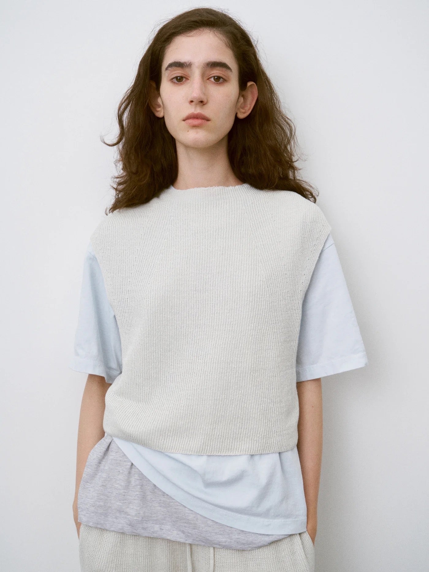 french linen ribbed-knit vest