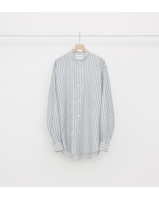 REGULAR FIT MAO COLLAR SHIRT WHITE×BLUE ST