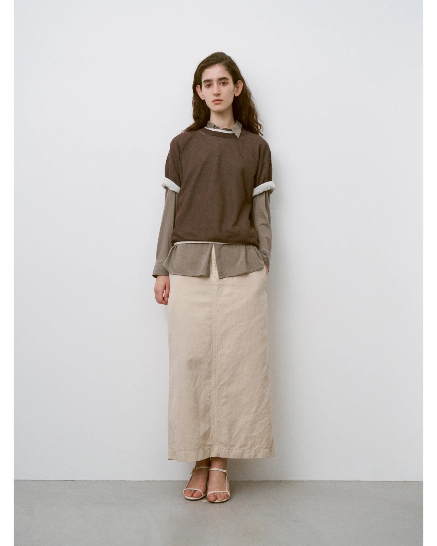high-twisted cotton sheer knit layered P/O