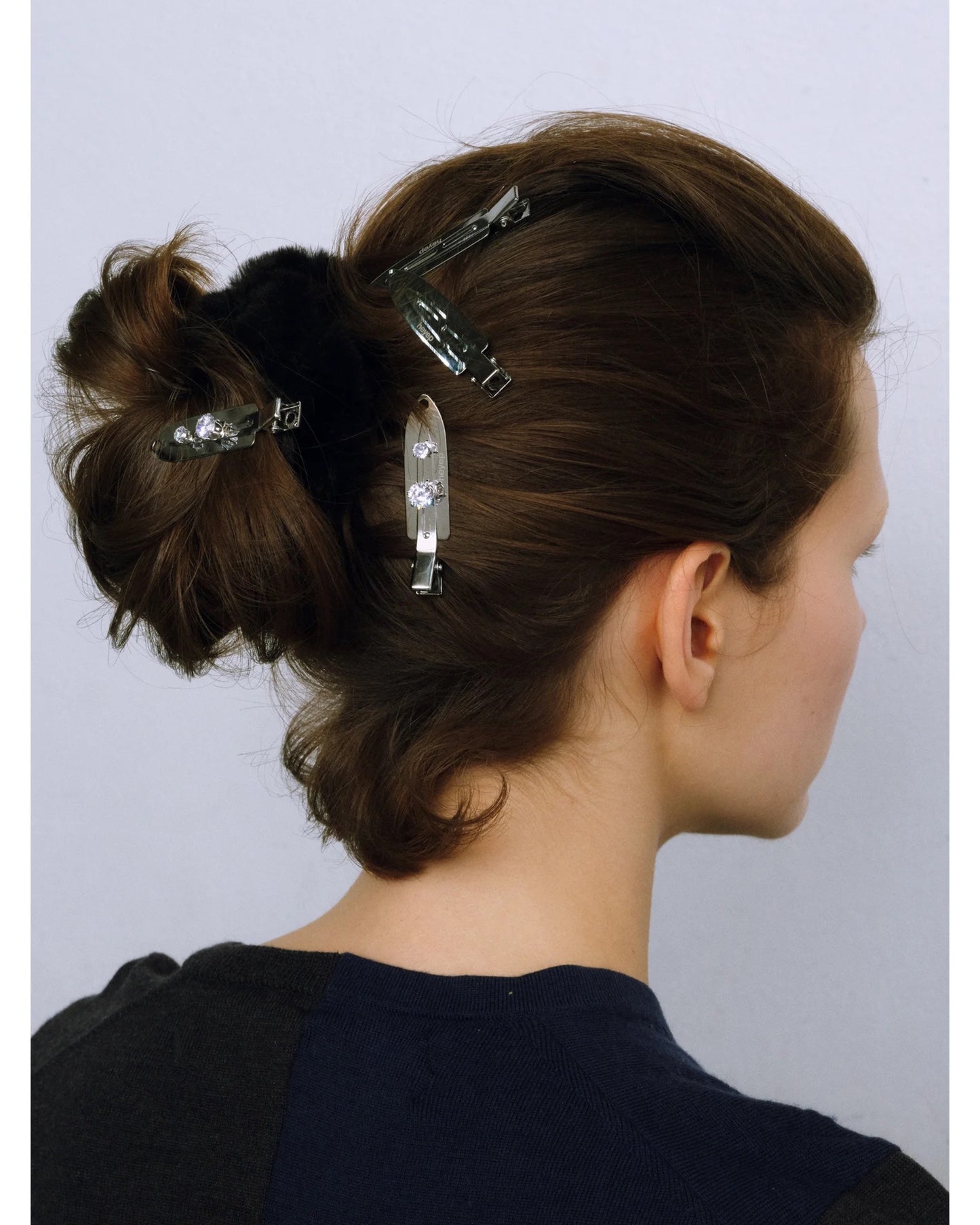 Rhinestone Flat Hair Clip 2 Piece Set