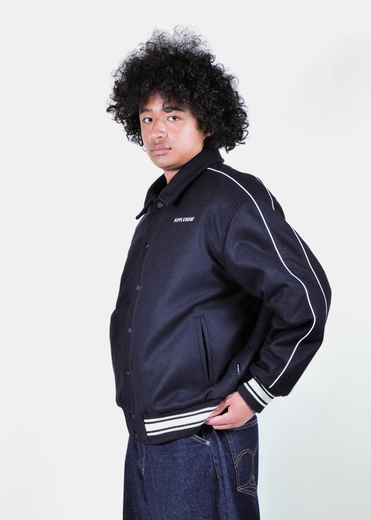 Collared Melton Stadium Jacket