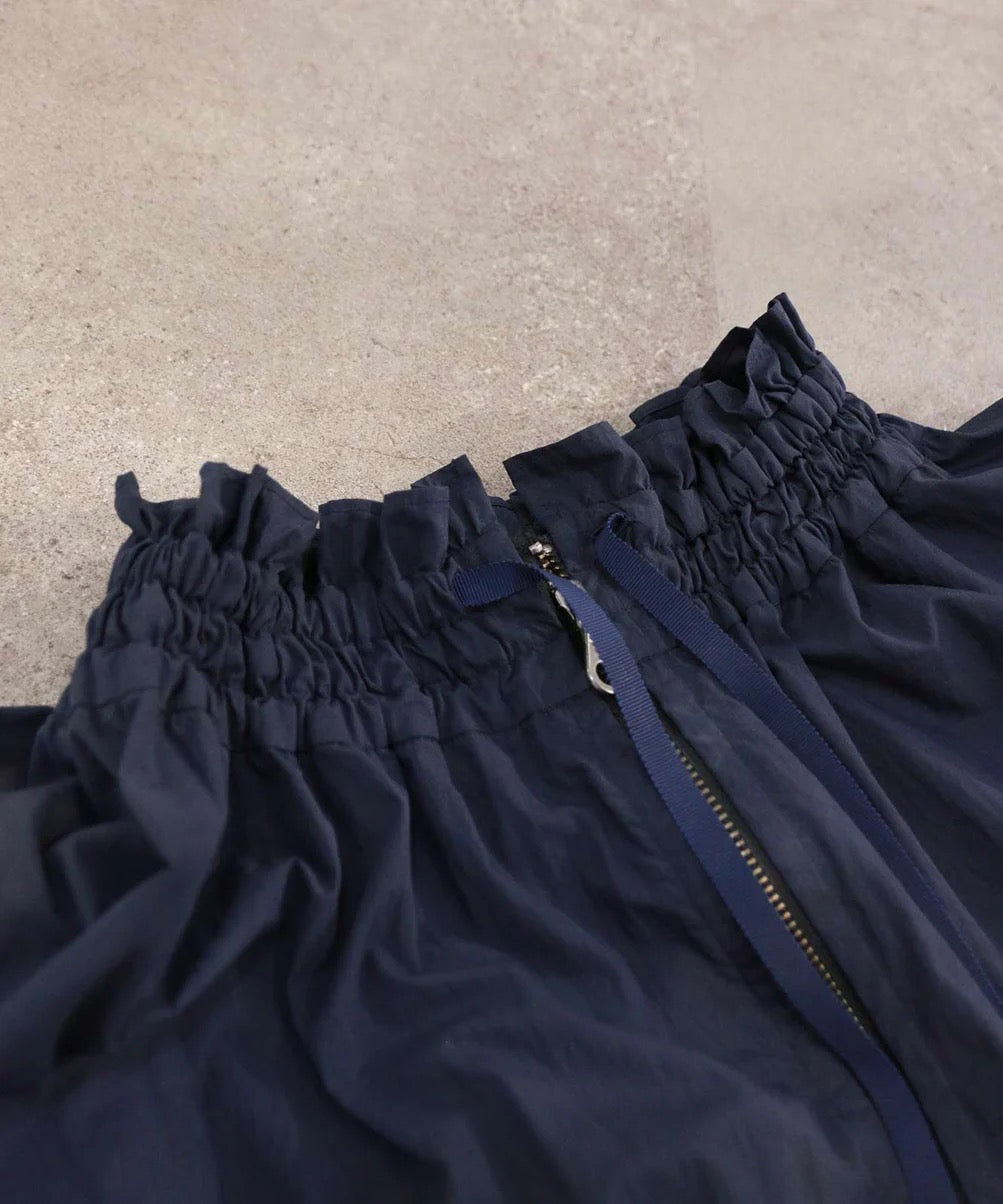 shirring gather embroidery midi-blouson