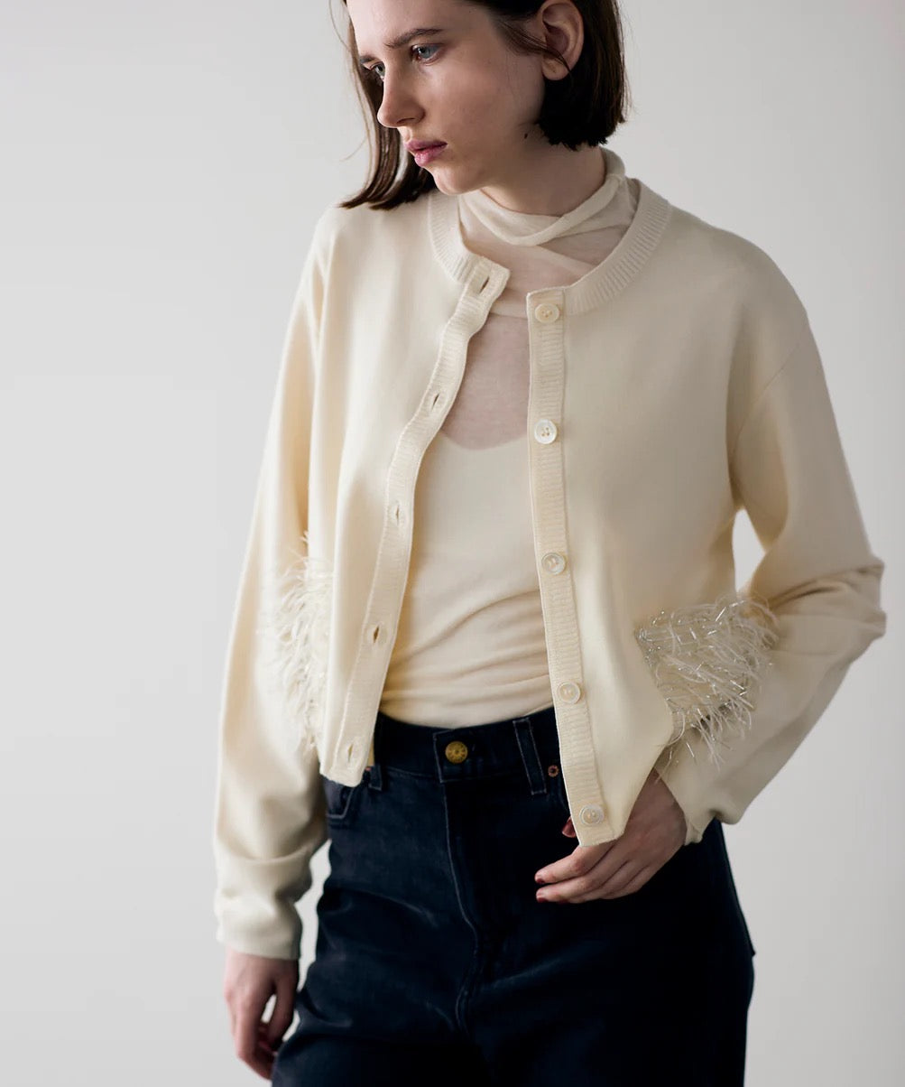 sheer fringe cocoon cardigan