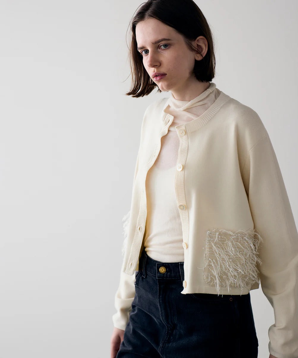 sheer fringe cocoon cardigan