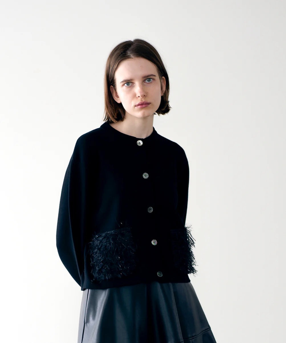 sheer fringe cocoon cardigan